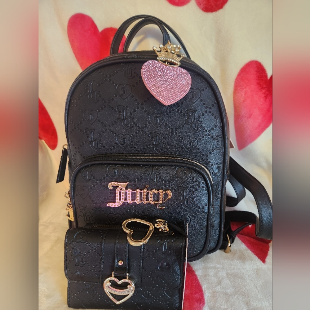 Juicy  Couture Semi Charmed Backpack and Wallet - Picture 4 of 13